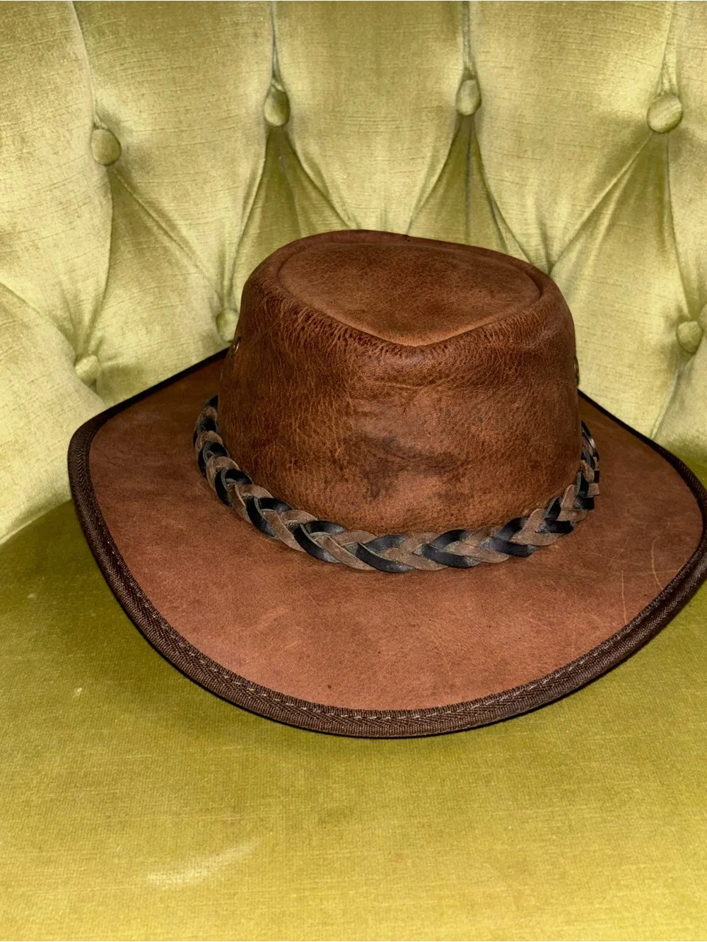 Barmah Squashy Bronco Hat Cattle Leather Made In USA Brown - Large 57